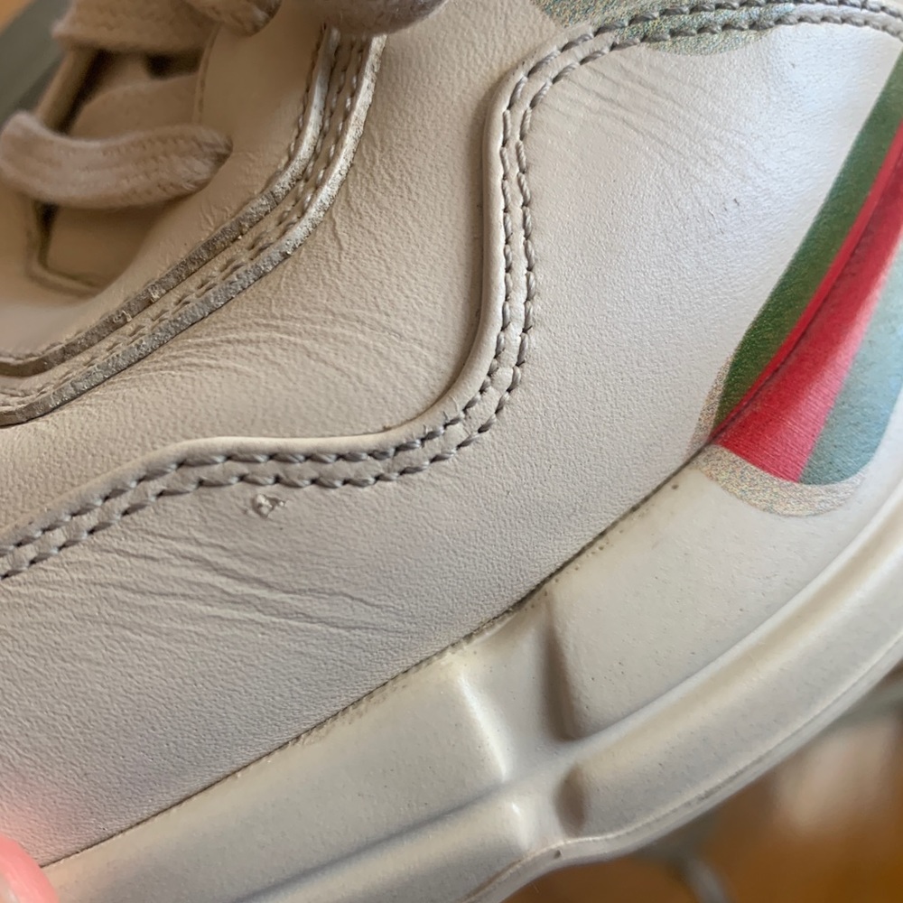 Gucci Rhyton Logo Leather Sneakers men 7 EUC - Picture 10 of 12